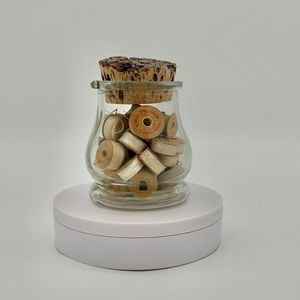 Vintage Jar Filled With Vintage Bobbin Thread in light colors